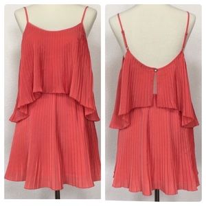 Lovers + Friends coral pleated dress sz S